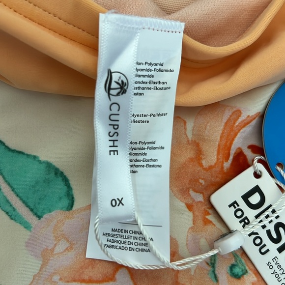 NWT NIP Cupshe orange and floral bathing suit SIZE:OX - Picture 6 of 8